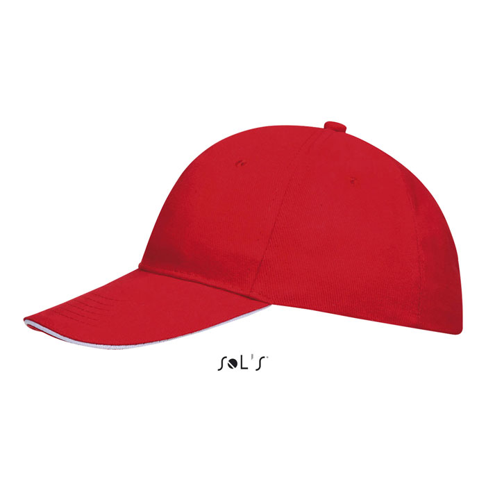 BUFFALO SIX PANEL CAP Rosso/Bianco item picture side