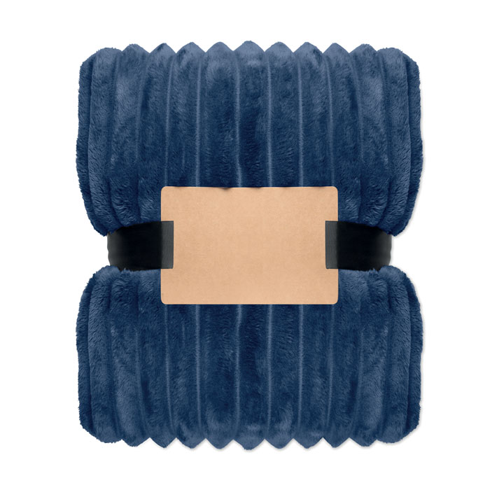 Coperta a righe in pile RPET Blu item picture back
