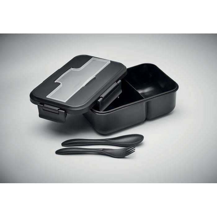 Lunch box with cutlery in PP Nero item detail picture