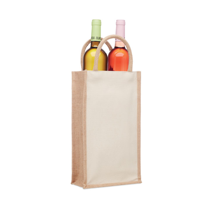 Borsa per 2 bottiglie di vino beige item picture side