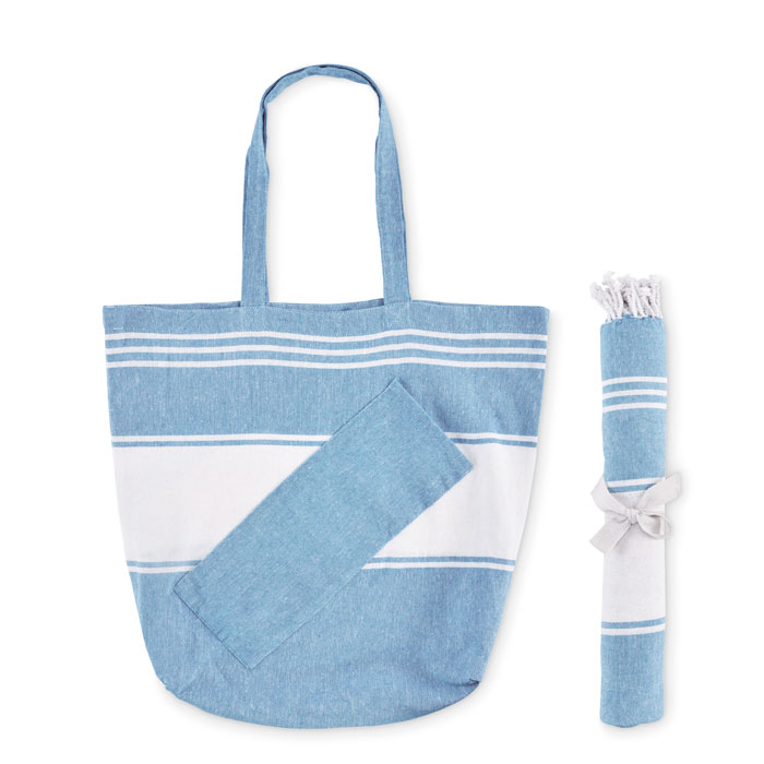 Borsa da spiaggia con telo Turchese item picture back