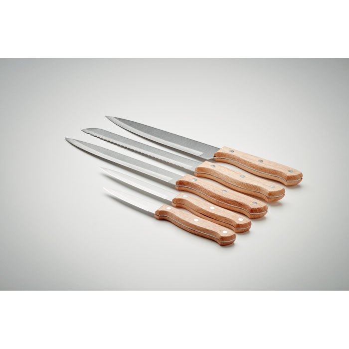 5 piece knife set in base Legno item detail picture