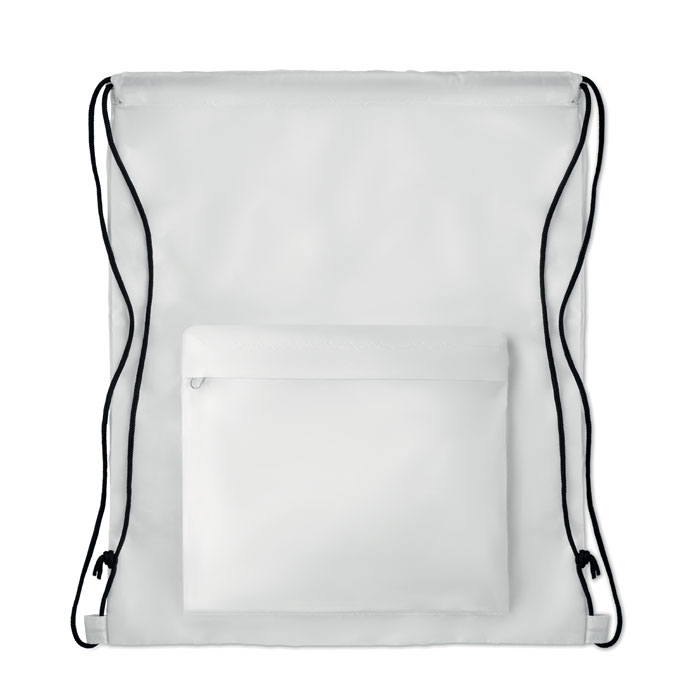 210D Polyester drawstring bag Bianco item picture side