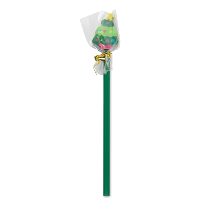 Christmas pencil with eraser Verde item picture back