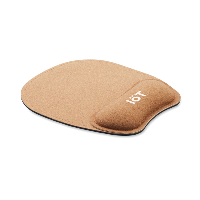 Ergonomic cork mouse mat Beige item picture printed