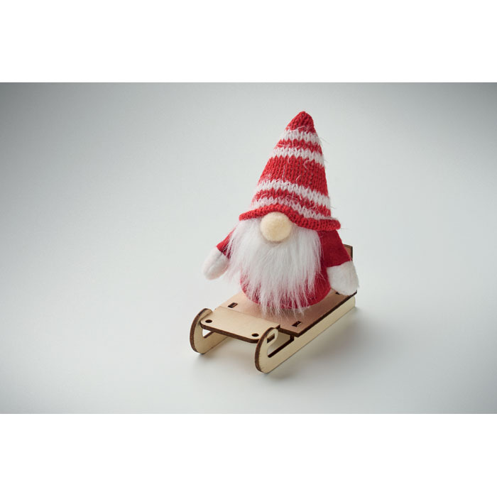 Gnomo su slitta di legno Rosso item picture back