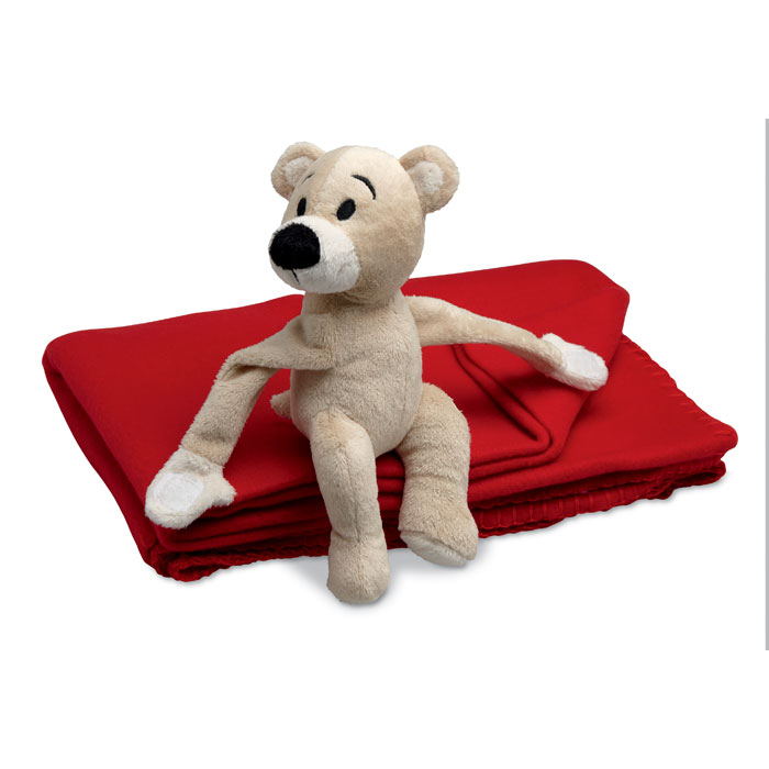 Fleece blanket with bear Rosso item picture back