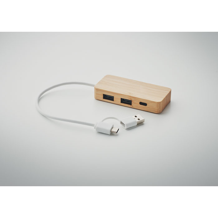 Hub USB a 3 porte in bamboo Legno item detail picture