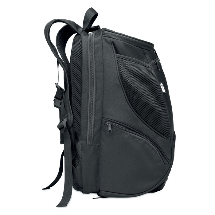 600D RPET sports rucksack Nero item picture open