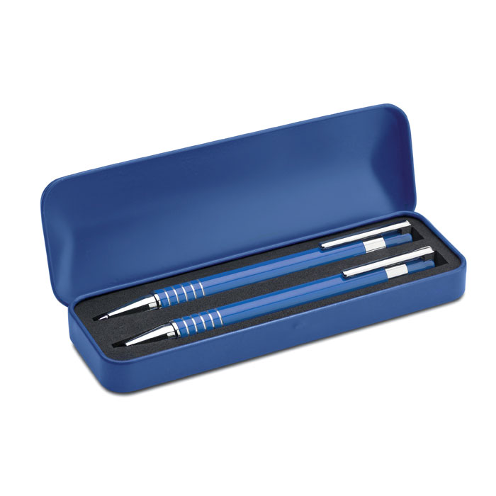 Ball pen set in metal box Blu item picture front