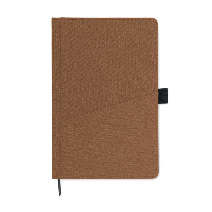 A5 notebook PU front pocket Marrone item picture open