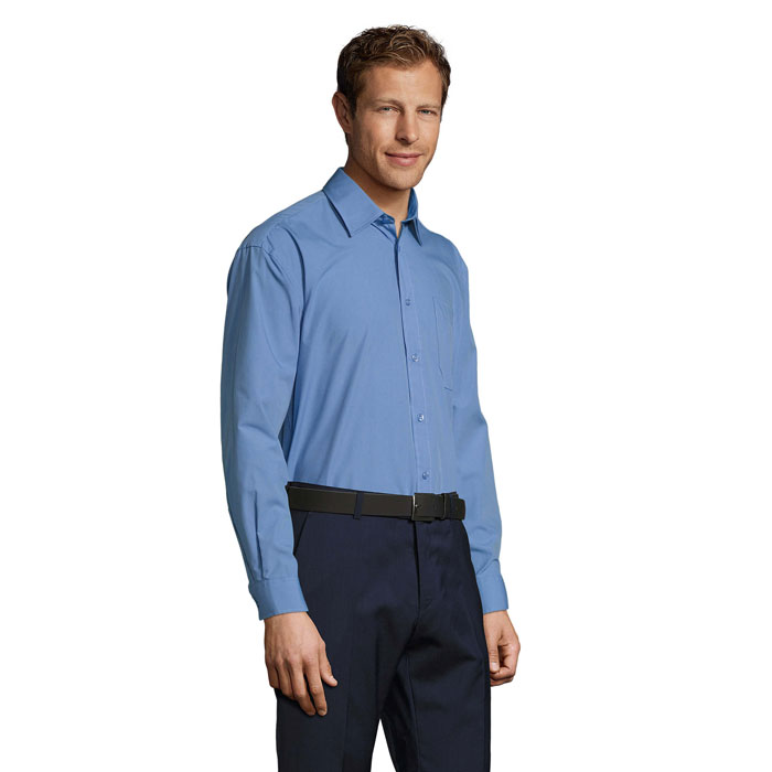 BALTIMORE POPLIN MEN SHIRT Blu Medio item picture side