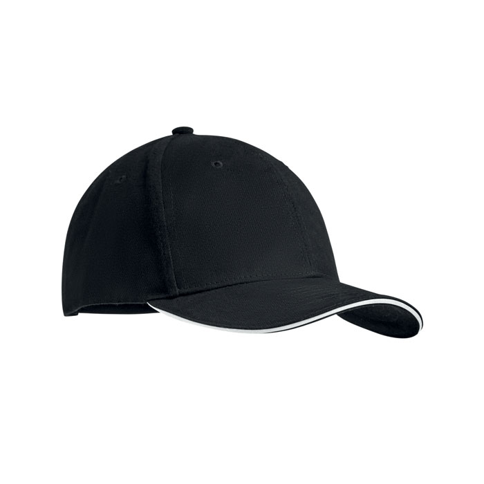 Brushed heavy cotton 6 panel Ba Bianco/Nero item picture front