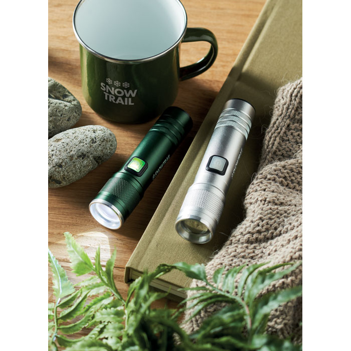 Rechargeable COB light torch Argento Opaco item picture printed