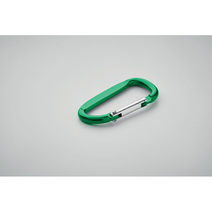 Carabiner clip in aluminium. Verde item detail picture