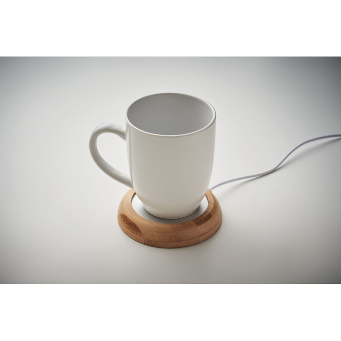 Bamboo mug warmer with USB Legno item picture open