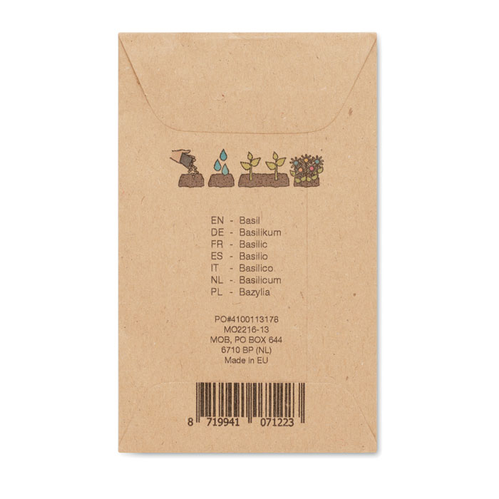 Basil seeds in craft envelope Beige item picture open