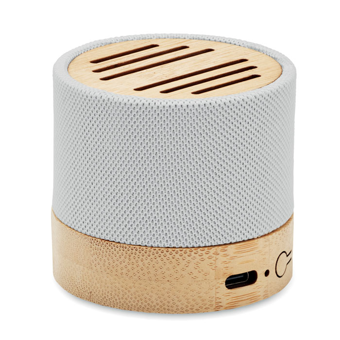 Bamboo RPET wireless speaker Bianco item picture open