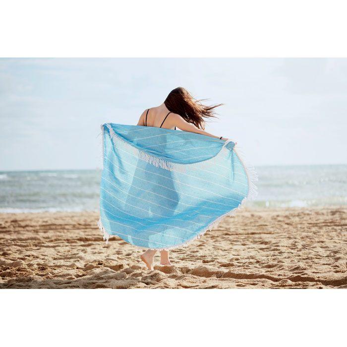 Round beach towel cotton Turchese item ambiant picture