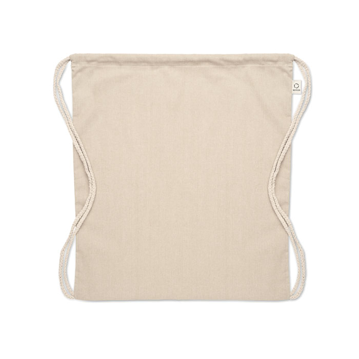 Recycled cotton drawstring bag Beige item picture open