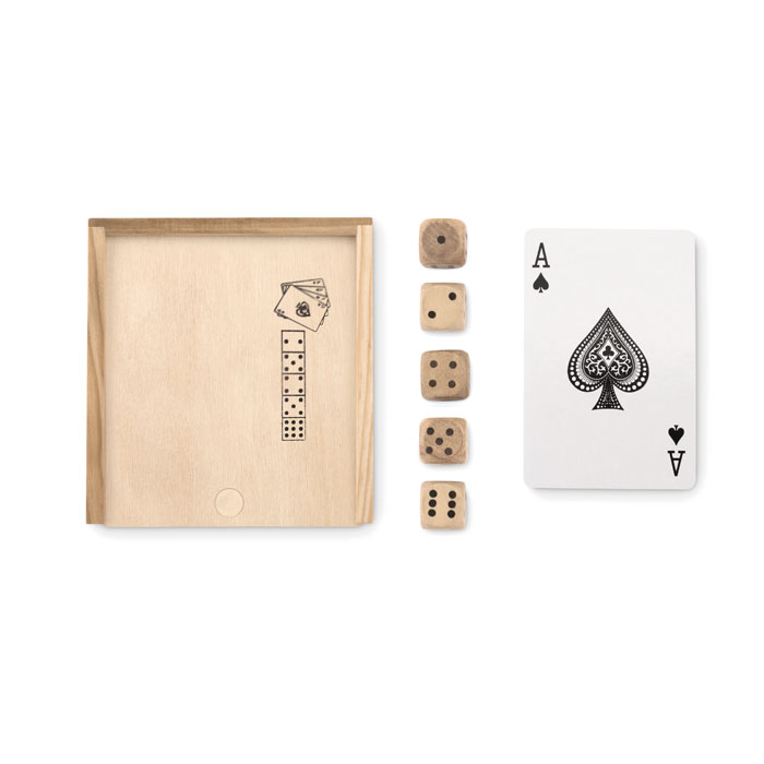Set gioco carte e dadi wood item picture back