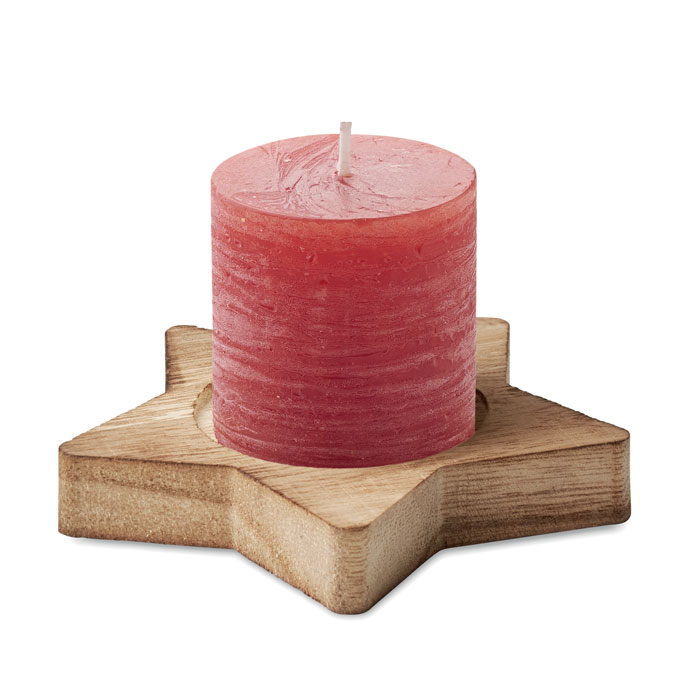 Candle on star wooden base Rosso item picture front