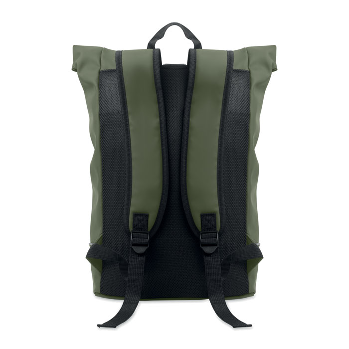 Zaino in PU rolltop per laptop Verde Scuro item picture back