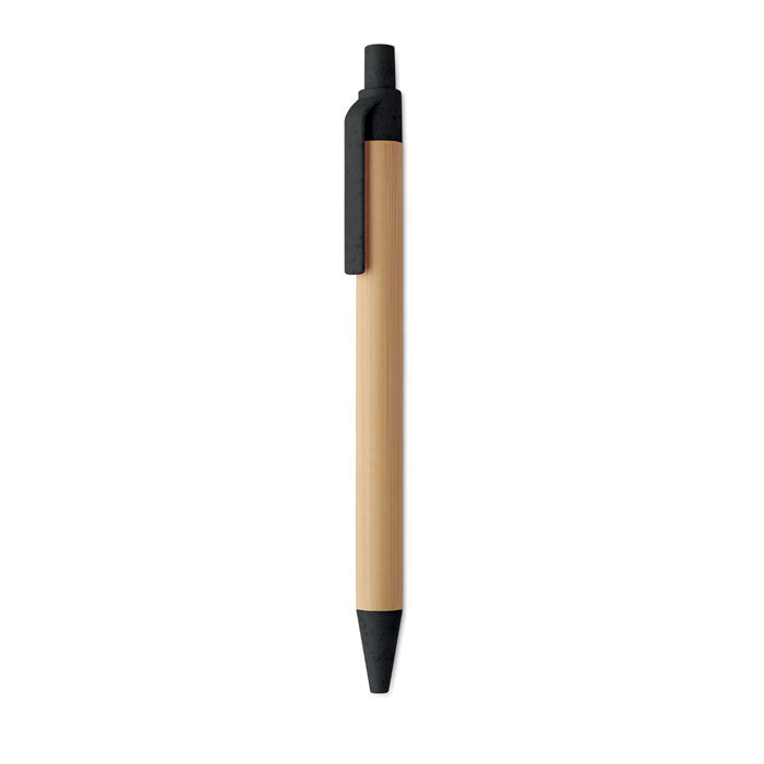 Push button ball pen in bamboo Nero item picture front