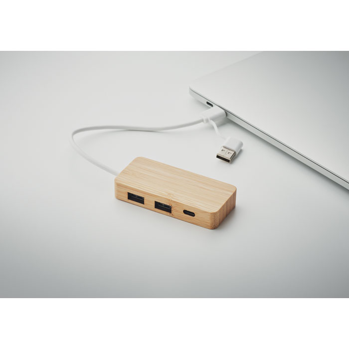 Bamboo USB 3 ports hub Legno item picture 7
