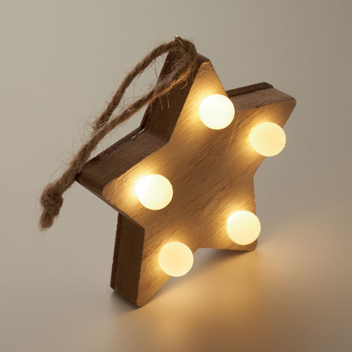 Wooden weed star with lights Legno item detail picture