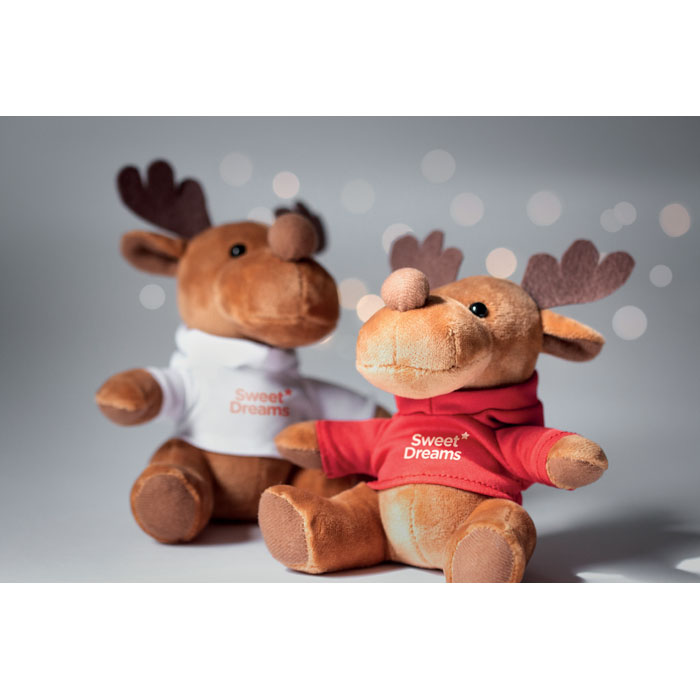 Plush reindeer with hoodie Rosso item picture printed