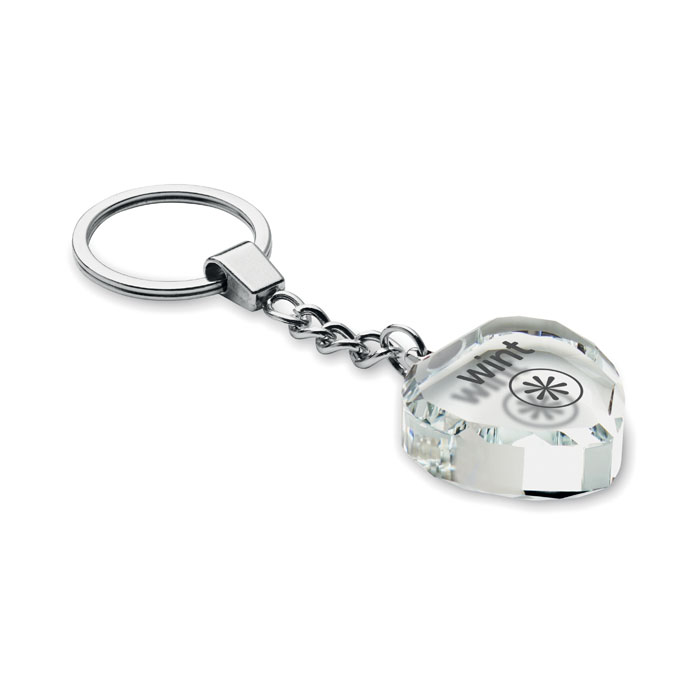 Portachiavi con cuore in vetro Trasparente item picture printed
