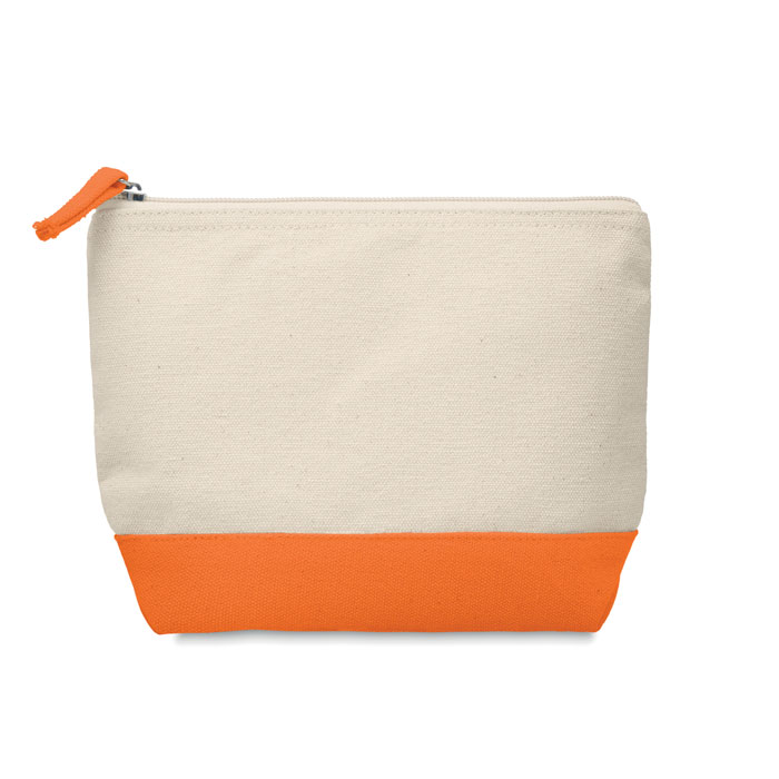 Bicolour cotton cosmetic bag Arancio item picture front