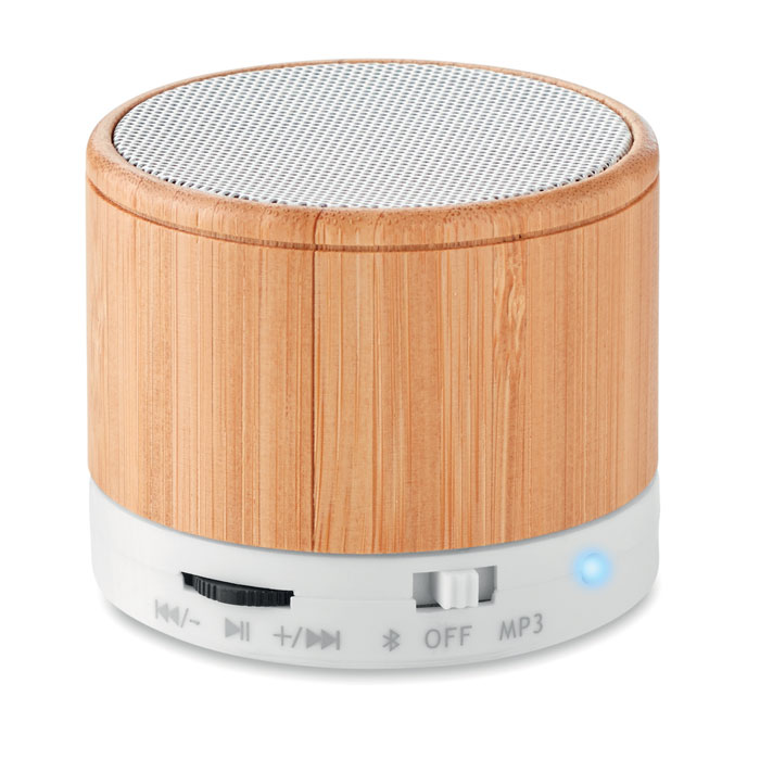 Speaker wireless in bamboo white item picture front