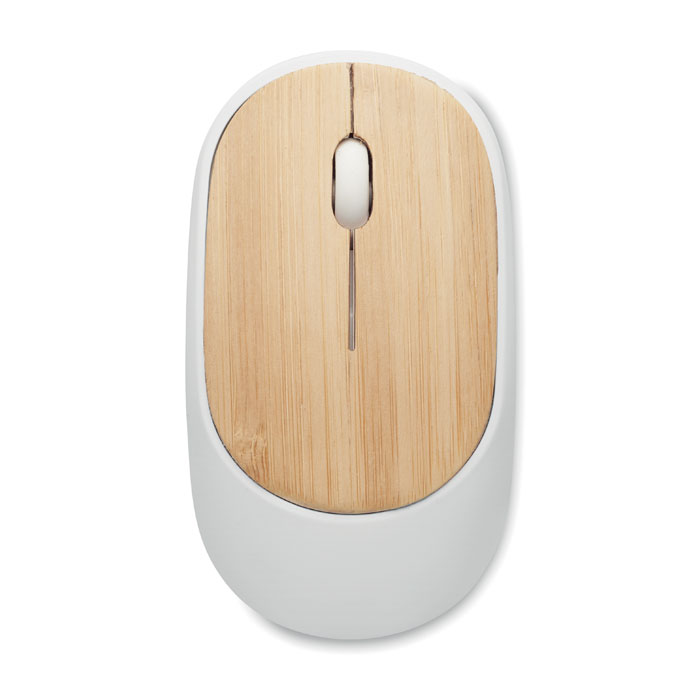 Wireless mouse in bamboo Bianco item picture side