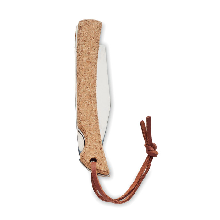 Foldable knife with cork Beige item picture open
