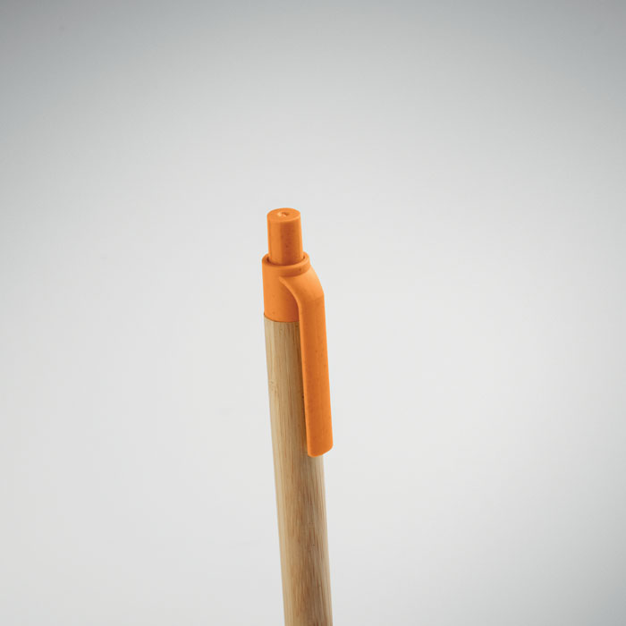 Push button ball pen in bamboo Arancio item detail picture