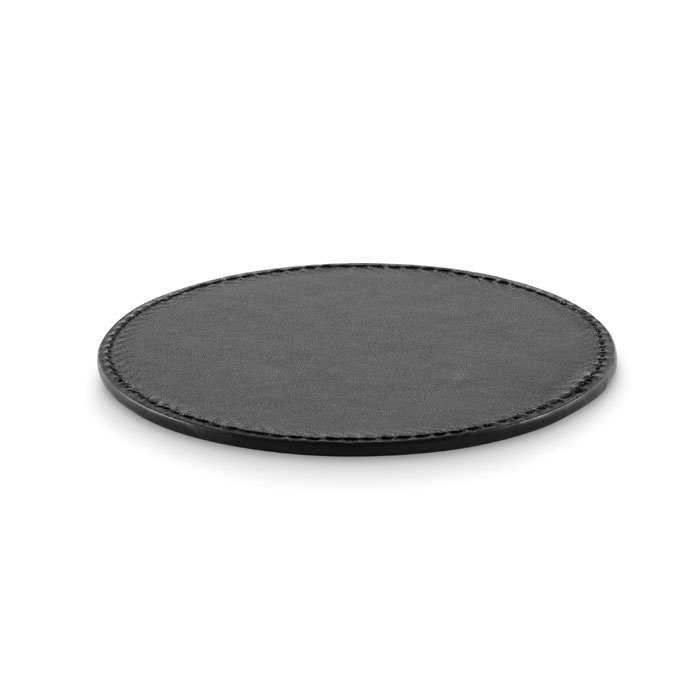 Round coaster in PU Nero item picture front