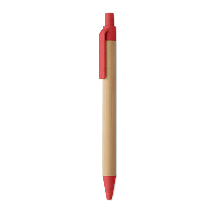 Push button ball pen in bamboo Rosso item picture front