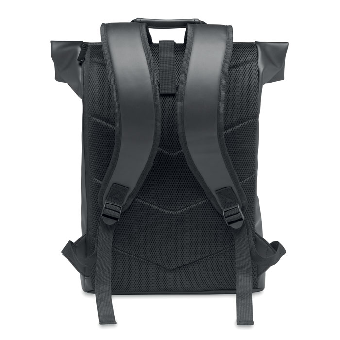 Laptop PU Rolltop backpack Nero item picture open