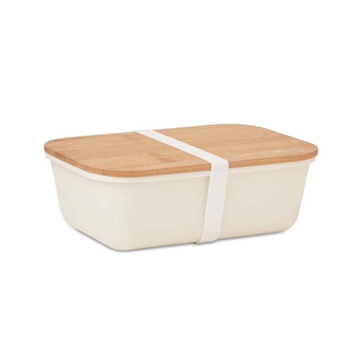 Lunch box with bamboo lid Beige item picture top