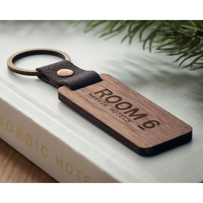 Key ring in walnut and PU Legno item picture printed