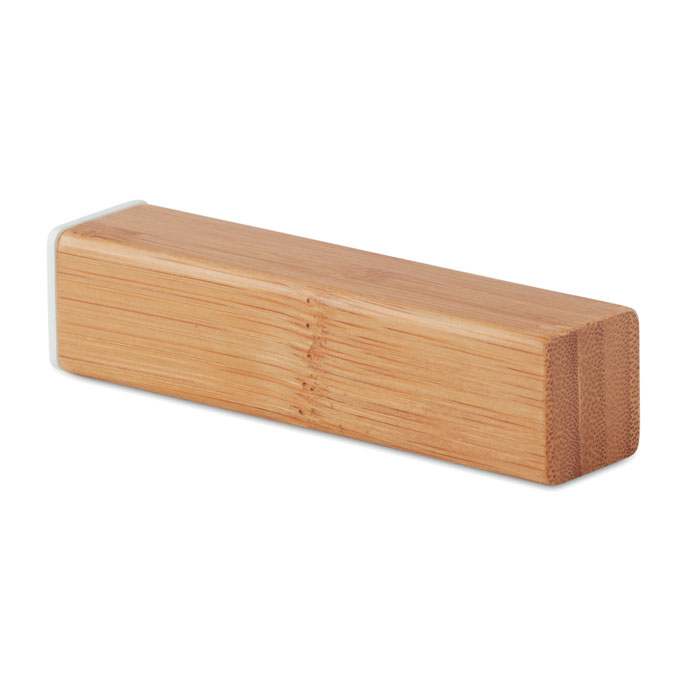 Power bank in bamboo wood item picture top