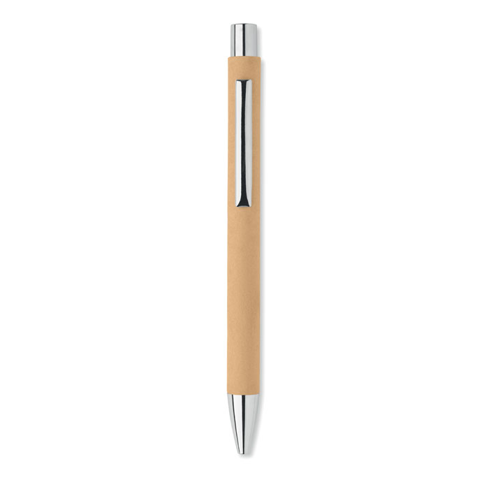 Recycled paper push ball pen Beige item picture back