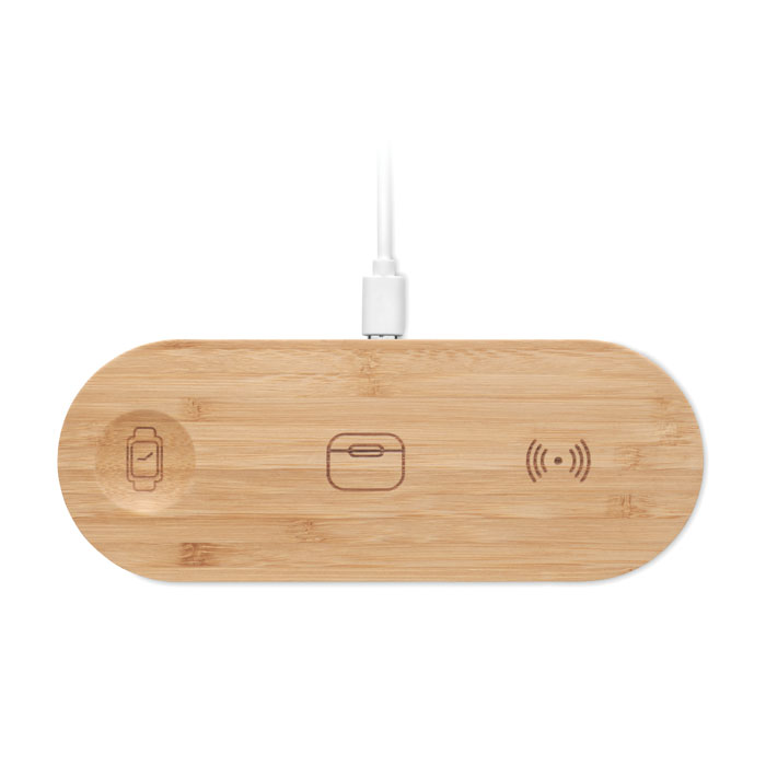 3 in 1 15W wireless charger Legno item picture back