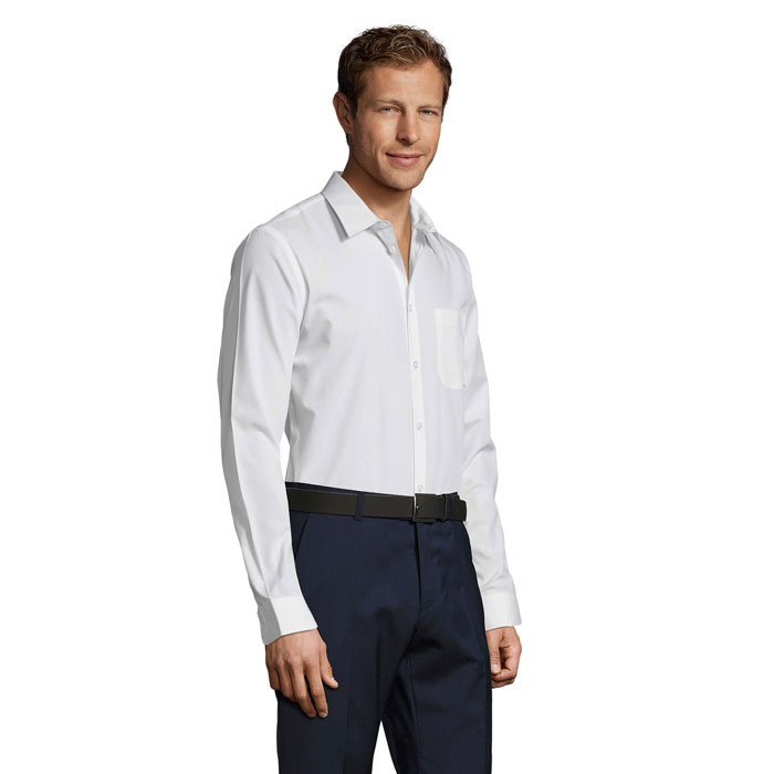 BALTIMORE FIT POPLIN SHIRT Bianco item picture side