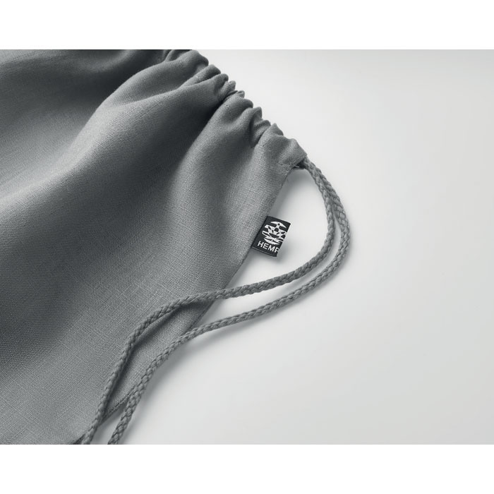Hemp drawstring bag 200 gr/m² grey item detail picture
