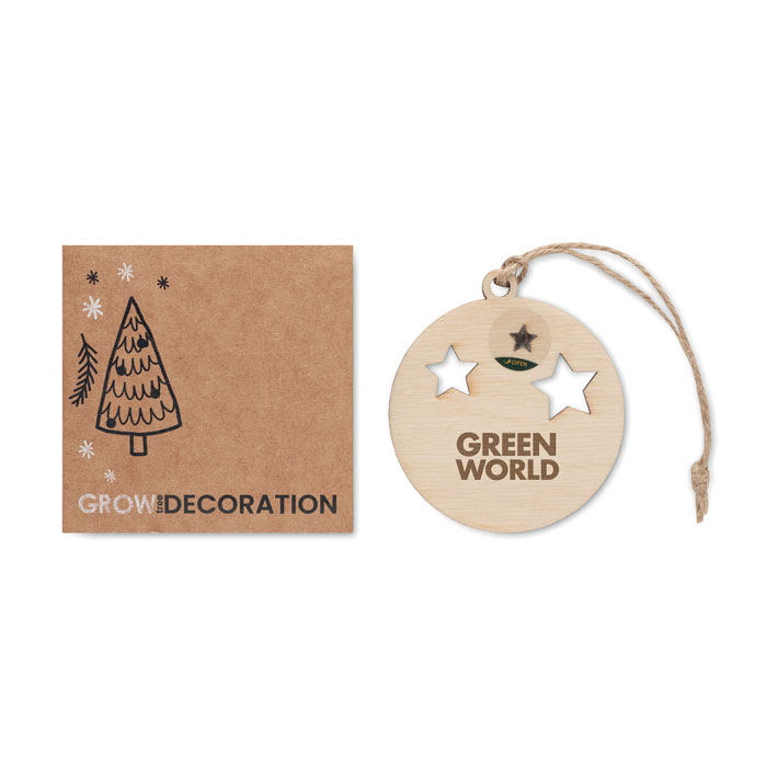 Wooden bauble shape hanger Legno item picture printed