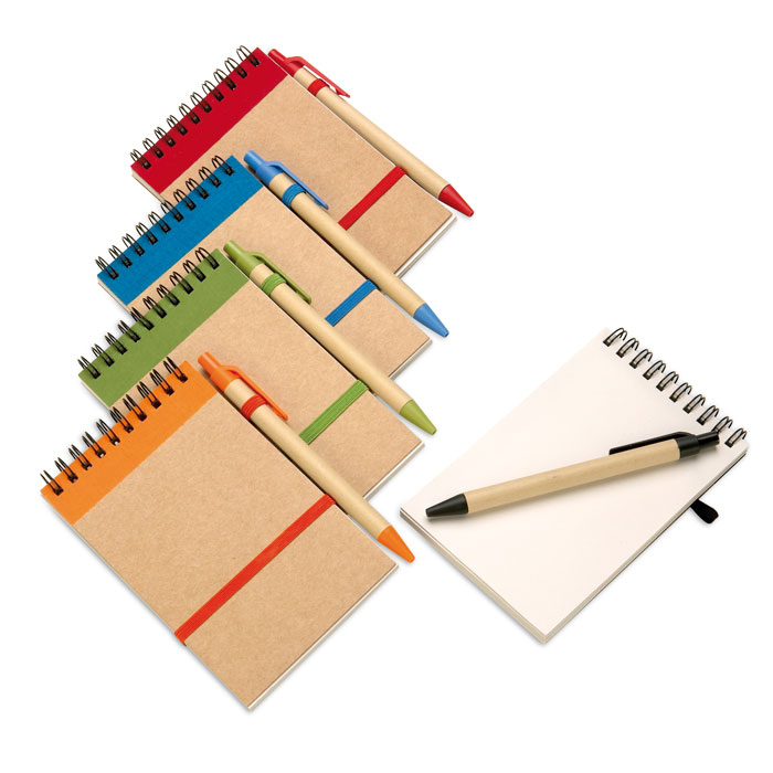 A6 recycled notepad with pen Arancio item picture open
