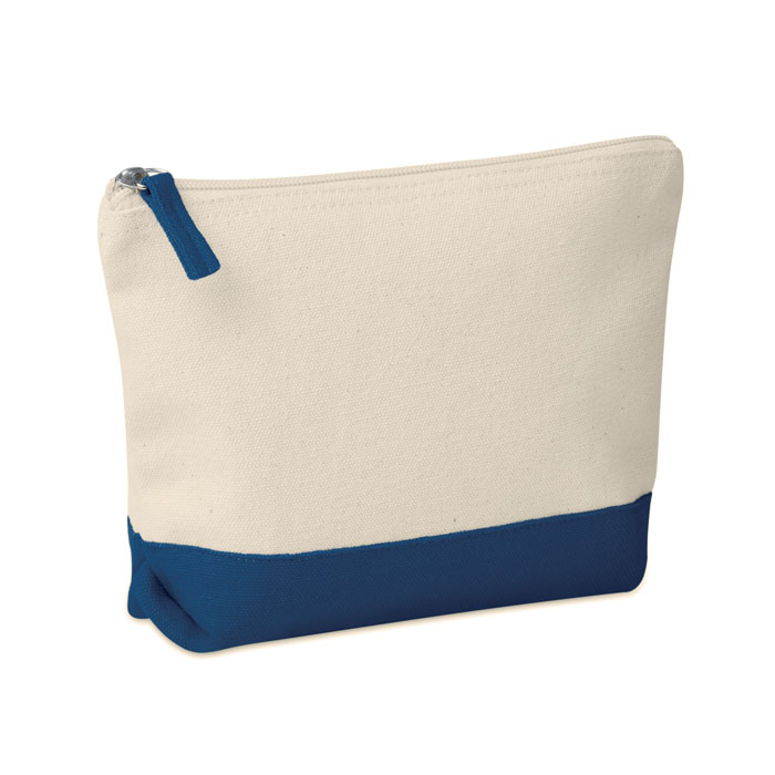 Bicolour cotton cosmetic bag Blu item picture side